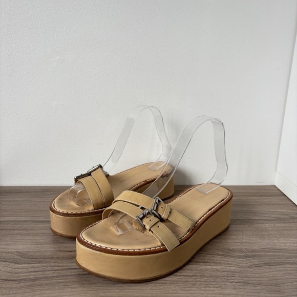 Ann Demeulemeester Sandals Platform Leather *Vintage* Beige 7.5 us Women's❤️ - Picture 2 of 14